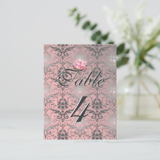 Carte table Damask Grunge rose (Debout devant)
