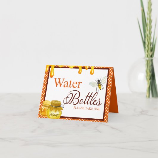 Carte Table de bouteille d'eau de Baby shower d'abeille  (Devant)