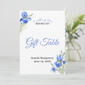 Carte Table de cadeaux de mariage Iris Bleu Something Bl (Debout devant)