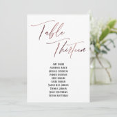 Carte Table de calligraphie Rose Gold Treize Plan de tab (Debout devant)
