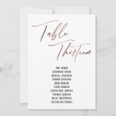 Carte Table de calligraphie Rose Gold Treize Plan de tab (Dos)