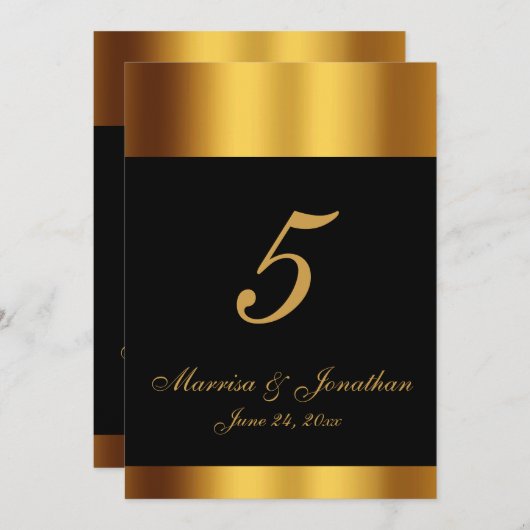 Carte Table de Mariage frontière de calligraphie en or n (Devant / Derrière)