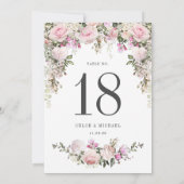 Carte Table de Mariage rose rose rustique (Dos)