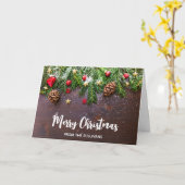 Carte Table de Noël rustique avec Pine & Snow (Fleur jaune)