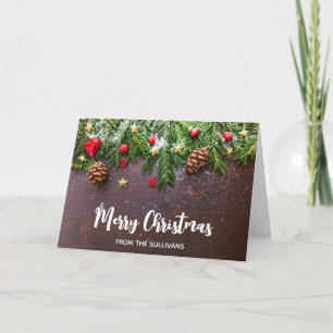 Carte Table de Noël rustique avec Pine & Snow