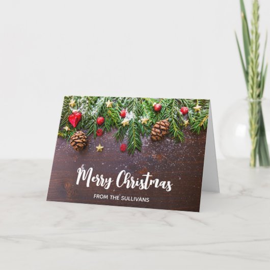 Carte Table de Noël rustique avec Pine & Snow (Devant)