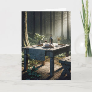 Carte Table de Thanksgiving dans une forêt