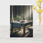 Carte Table de Thanksgiving dans une forêt (Fleur jaune)