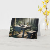 Carte Table de Thanksgiving dans une forêt (Fleur jaune)