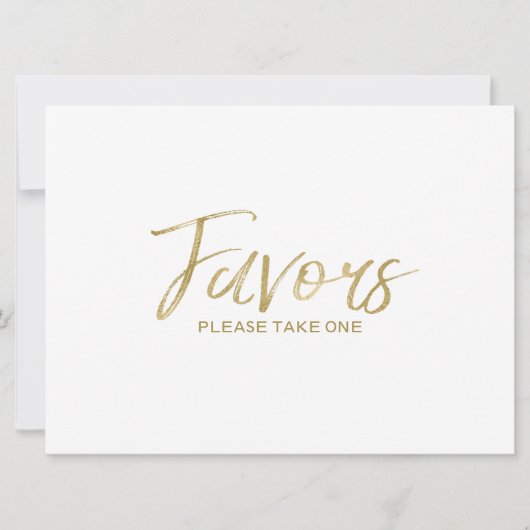Carte "Table des faveurs" Enseigne de mariage | Or lettr (Devant)