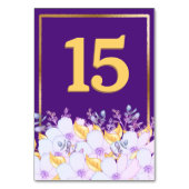 Carte table encadrée en or fleuri violet et or gra (Dos)