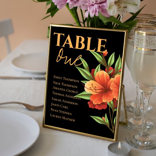 Carte Table Mariage Floral Orange foncé Moody