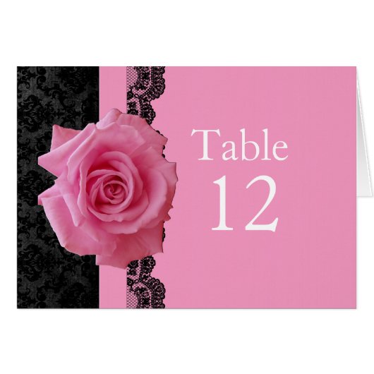 Carte table rose rose noir luxe Damask (Devant horizontal)