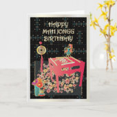 Carte Table Rouge Mah Jongg (Fleur jaune)