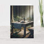 Carte Table rustique dans une forêt pour Anniversaire (Devant)
