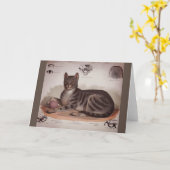 Carte Tableau antique de chat (Fleur jaune)