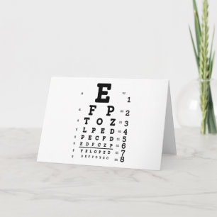 Carte Tableau d'acuité visuelle Optométriste