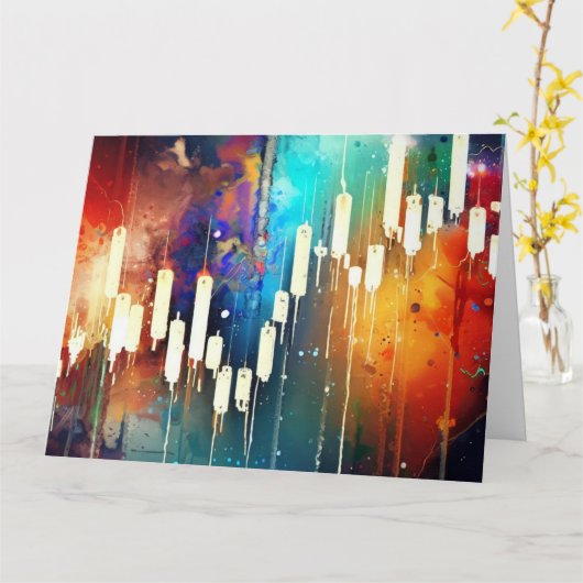 Carte Tableau de chandeliers colorés peinture abstraite (Fleur jaune)