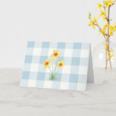 Carte Tableau de jonquilles à motif gingham bleu (Fleur jaune)