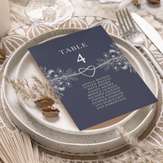 Carte Tableau de mariage bleu marine