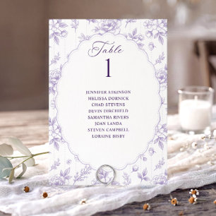 Carte Tableau de mariage floral lavande vintage pour pla