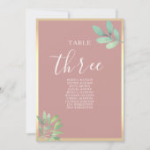Carte Tableau de placement de mariage à la verdure rose  (Devant)