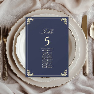 Carte Tableau de placement de mariage baroque bleu marin