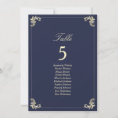 Carte Tableau de placement de mariage baroque bleu marin (Devant)