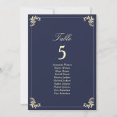 Carte Tableau de placement de mariage baroque bleu marin (Dos)