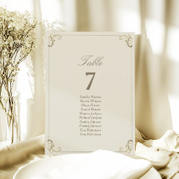 Carte Tableau de placement de mariage baroque Cream Gold