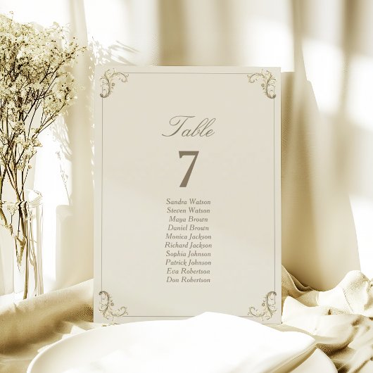 Carte Tableau de placement de mariage baroque Cream Gold