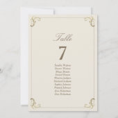 Carte Tableau de placement de mariage baroque Cream Gold (Dos)