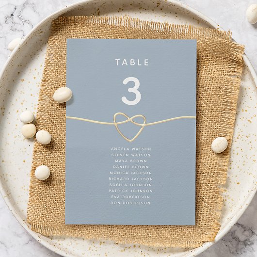 Carte Tableau de placement de mariage bleu poussiéreux a