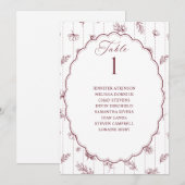 Carte Tableau de placement de mariage ovale bordeaux vin (Devant / Derrière)