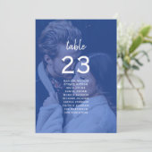Carte Tableau de placement de mariage photo bleu (Debout devant)