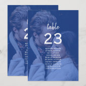 Carte Tableau de placement de mariage photo bleu (Devant / Derrière)