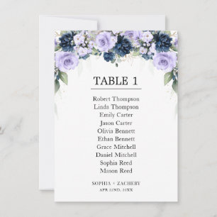 Carte Tableau de placement des invités aux fleurs de lav