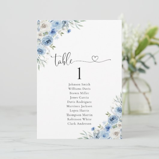 Carte Tableau de siège en ivoire bleu poussiéreux (Debout devant)