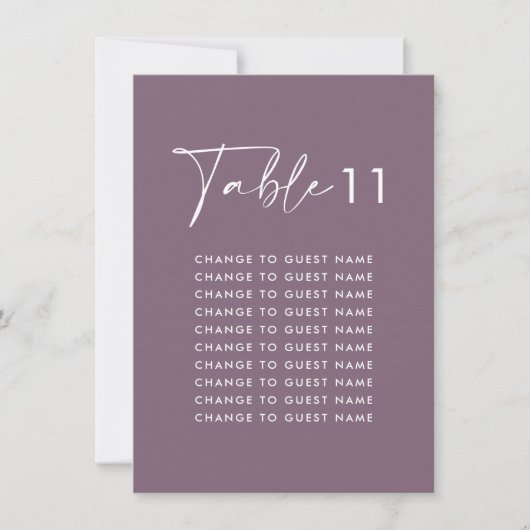 Carte Tableau de sièges de table moderne violet lilas (Devant)