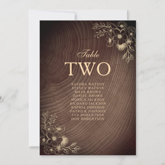 Carte Tableau de sièges Mariage en bois rustique (Devant)