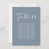 Carte Tableau de sièges mariage moderne et élégant bleu (Dos)
