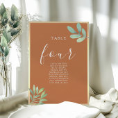 Carte Tableau de sièges Mariage orange brulé rustique