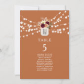 Carte Tableau de sièges Mariage orange en terre cuite ru (Devant)