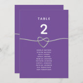 Carte Tableau de sièges Mariage violet moderne (Devant / Derrière)