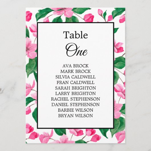 Carte Tableau des noms des Mariages de cerisier en fleur (Devant)