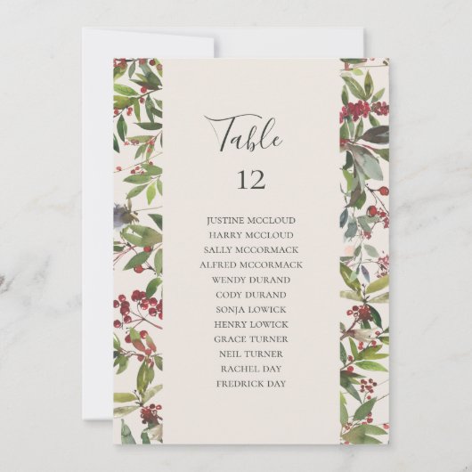 Carte Tableau des numéros de la table des tables des jou (Dos)