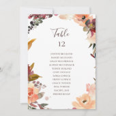 Carte Tableau des numéros de la table Florale Orange Bou (Devant)