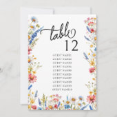 Carte Tableau des sièges du Mariage Fleur sauvage de pay (Devant)