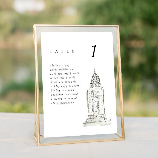 Carte Tableau des sièges Mariages du bâtiment Chrysler d