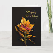 Carte Tableau Floral Jaune Iris Anniversaire (Devant)